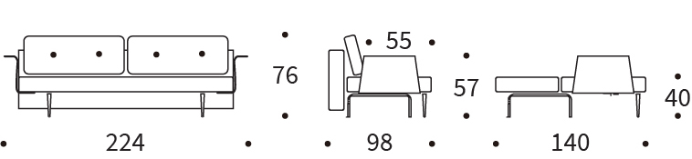 Recast Double Sofa Bed with Walnut Arms